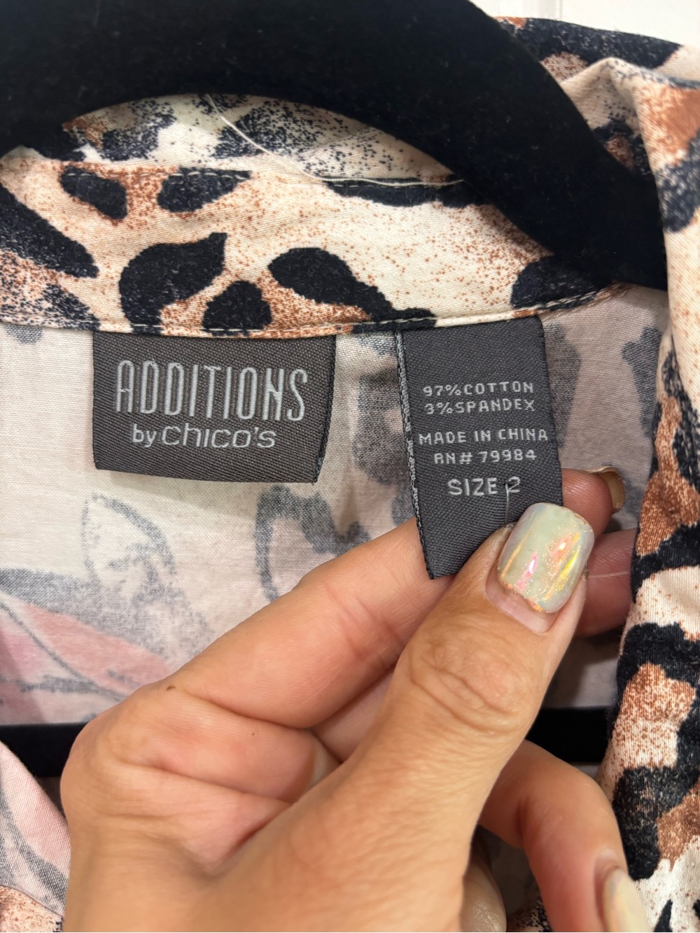 Chico's Leopard & Coral Floral Button-Down Shirt - Picture 2 of 3